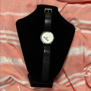Skagen Silver Dial Black Strap Watch